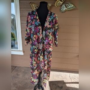 LuLaRoe Floral Multicolor Kimono Cardigan